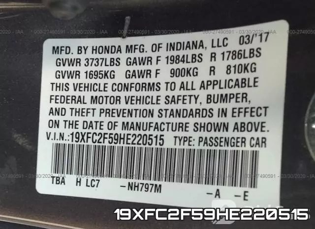 19XFC2F59HE220515 фото 10