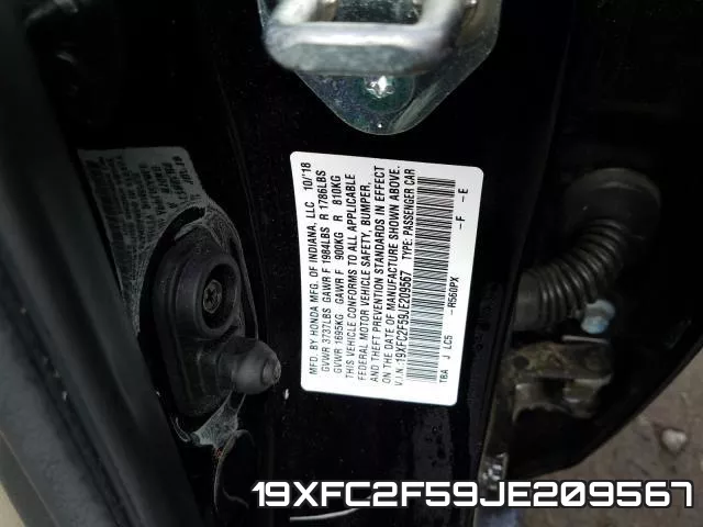19XFC2F59JE209567 фото 2