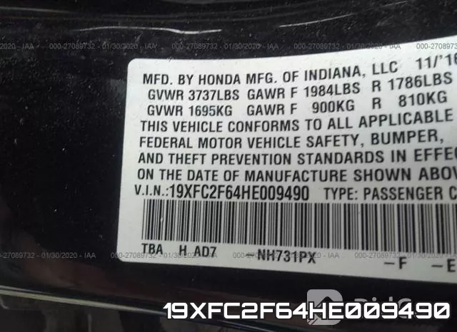 19XFC2F64HE009490 фото 10