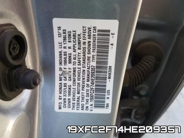19XFC2F74HE209357 фото 2