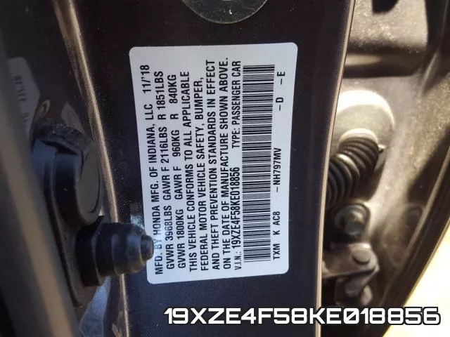 19XZE4F58KE018856 фото 2