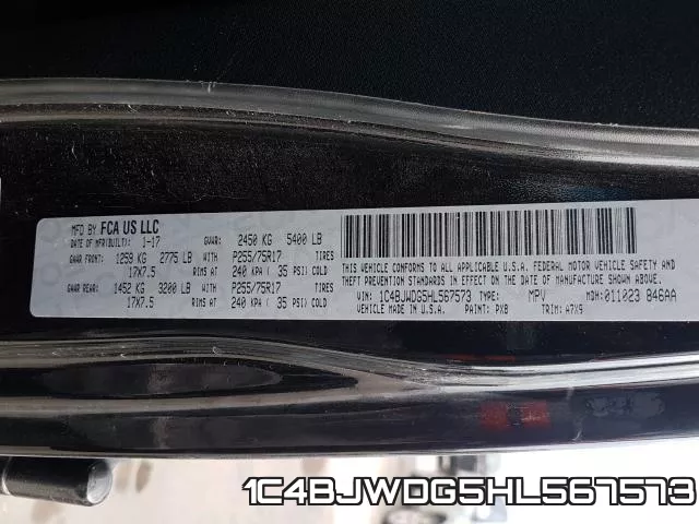 1C4BJWDG5HL567573 фото 2