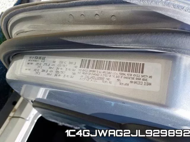 1C4GJWAG2JL929892 фото 2