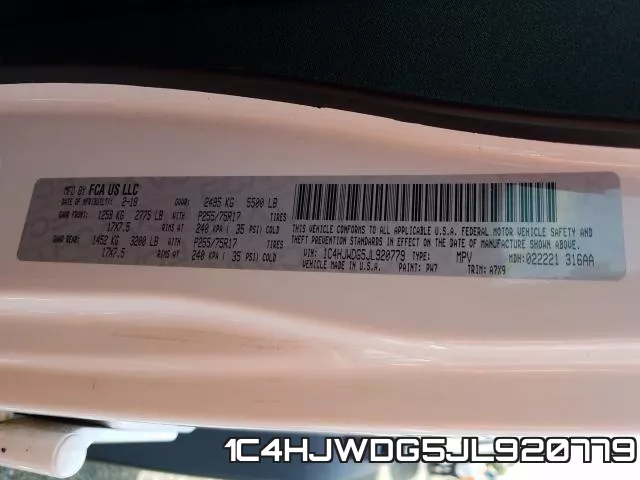 1C4HJWDG5JL920779 фото 2