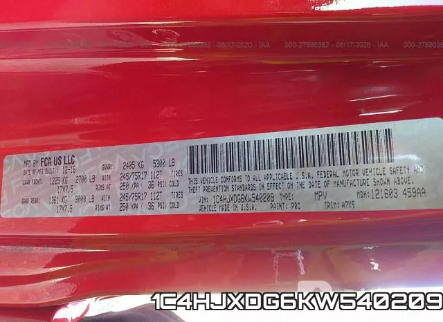 1C4HJXDG6KW540209 фото 10
