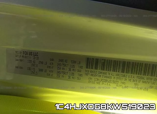 1C4HJXDG8KW519023 фото 10