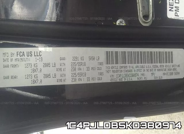 1C4PJLDB5KD380974 фото 10