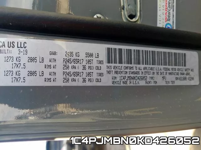 1C4PJMBN0KD426052 фото 2