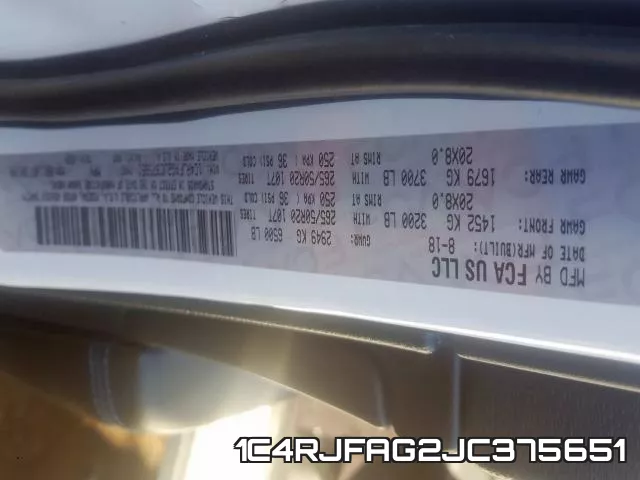 1C4RJFAG2JC375651 фото 2