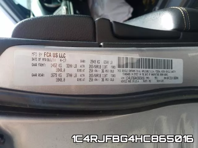 1C4RJFBG4HC865016 фото 2