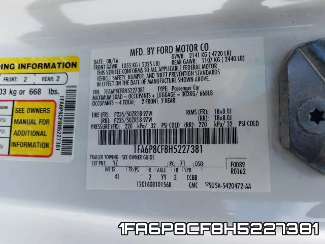 1FA6P8CF8H5227381 фото 2