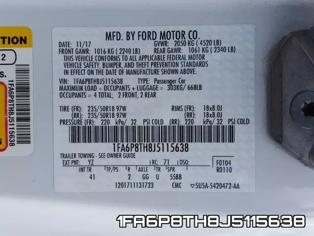 1FA6P8TH8J5115638 фото 2