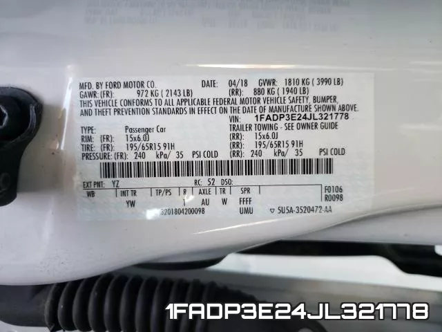 1FADP3E24JL321778 фото 2