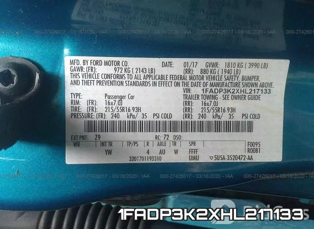1FADP3K2XHL217133 фото 10
