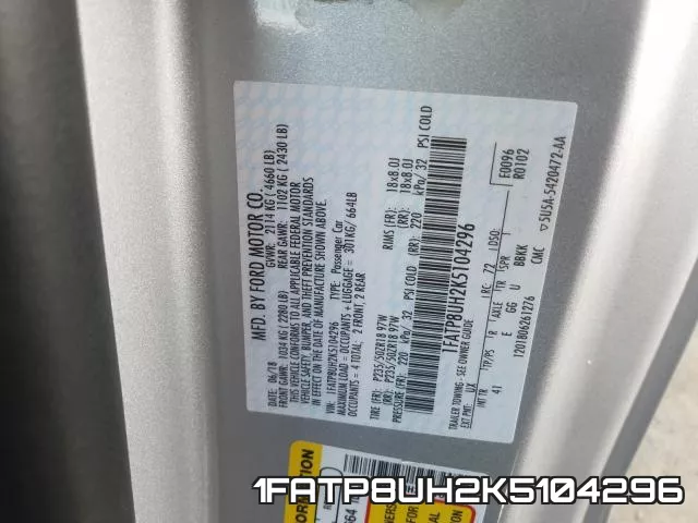 1FATP8UH2K5104296 фото 2