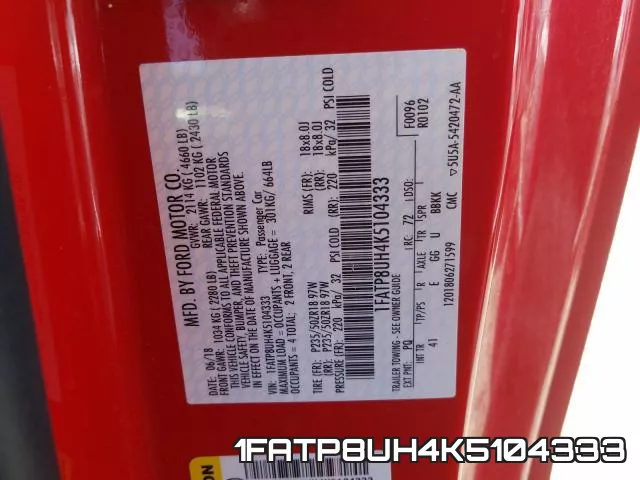 1FATP8UH4K5104333 фото 2