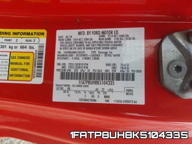 1FATP8UH8K5104335 фото 2