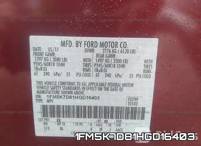 1FM5K7D81HGD16403 фото 10