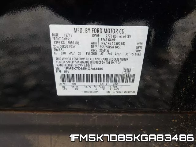1FM5K7D85KGA83486 фото 2