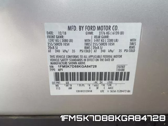 1FM5K7D88KGA84728 фото 2
