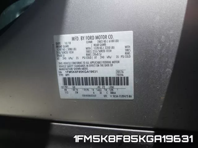 1FM5K8F85KGA19631 фото 2
