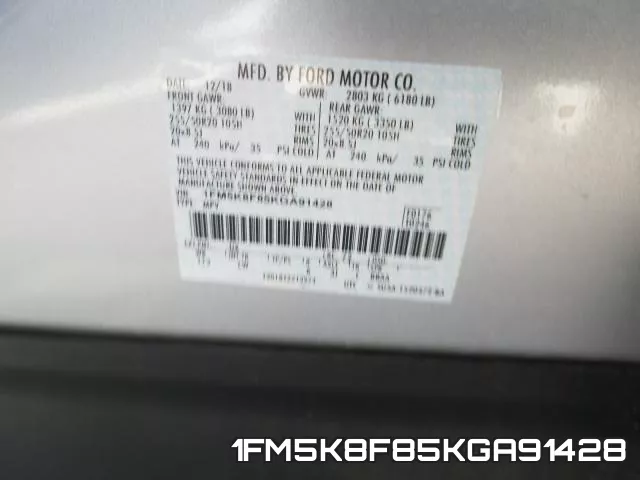 1FM5K8F85KGA91428 фото 2