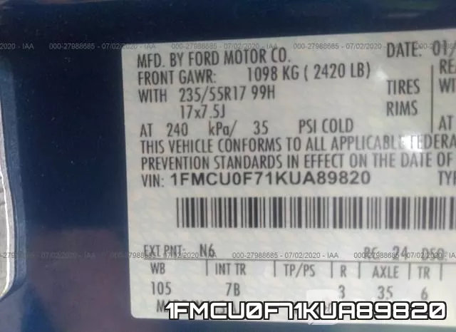 1FMCU0F71KUA89820 фото 10