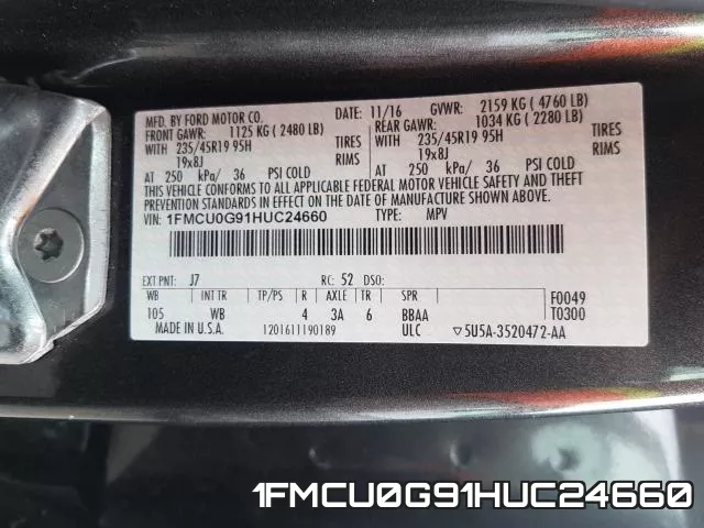 1FMCU0G91HUC24660 фото 2
