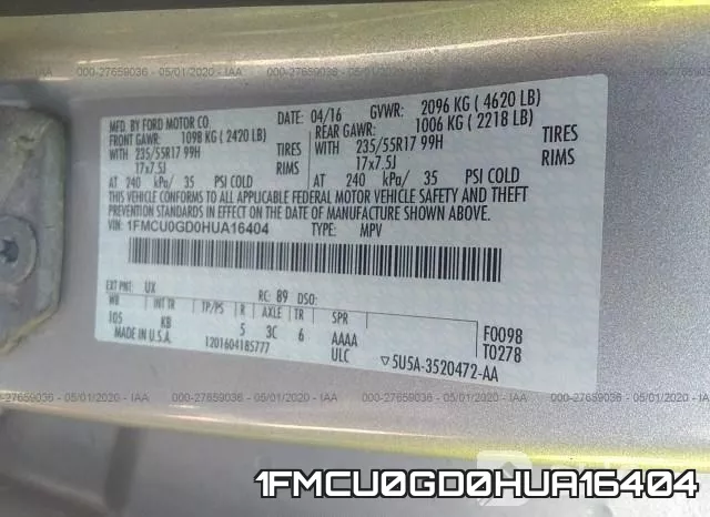 1FMCU0GD0HUA16404 фото 10