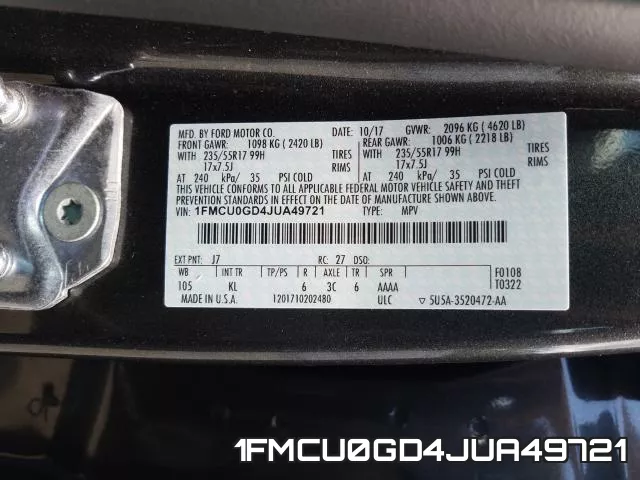 1FMCU0GD4JUA49721 фото 2