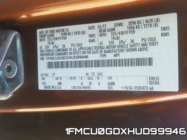 1FMCU0GDXHUD99946 фото 2