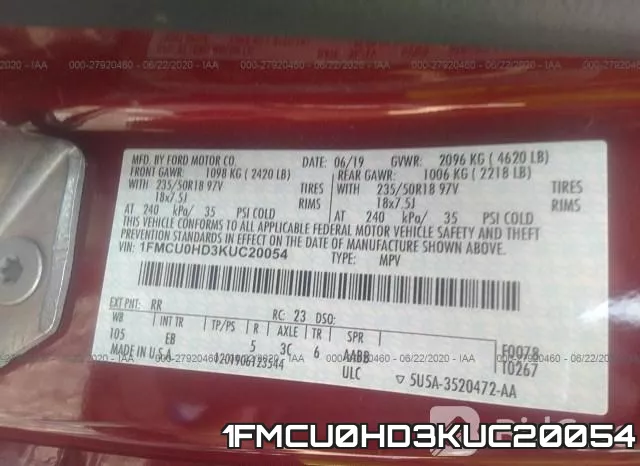 1FMCU0HD3KUC20054 фото 10