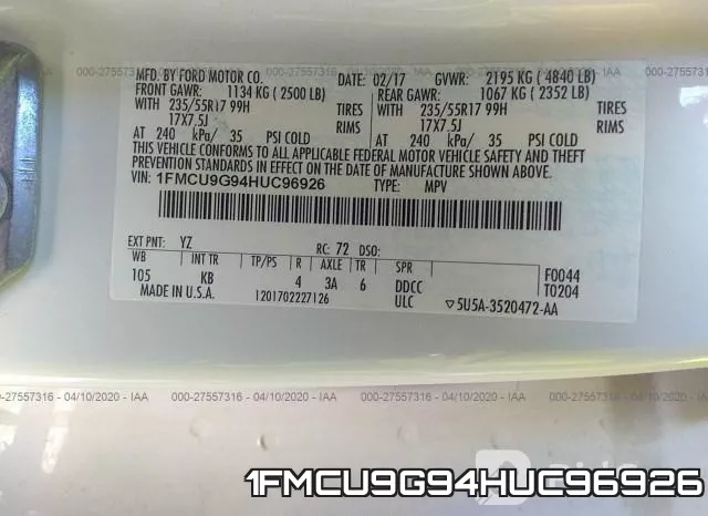 1FMCU9G94HUC96926 фото 10
