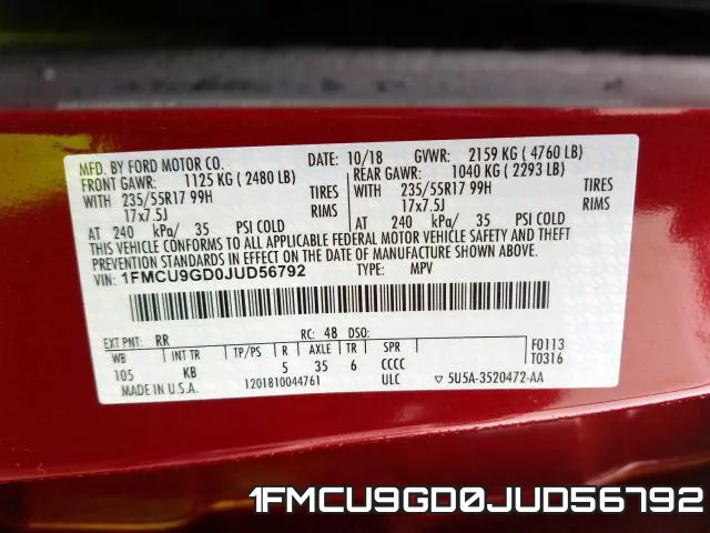 1FMCU9GD0JUD56792 фото 2