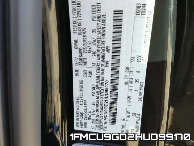 1FMCU9GD2HUD99170 фото 2