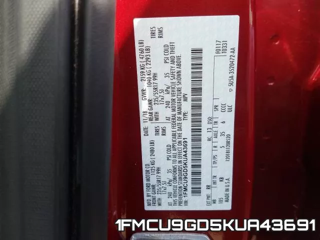 1FMCU9GD5KUA43691 фото 2