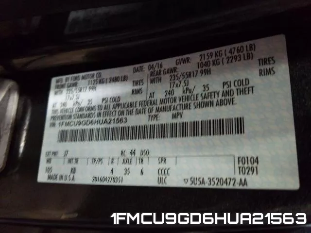 1FMCU9GD6HUA21563 фото 2