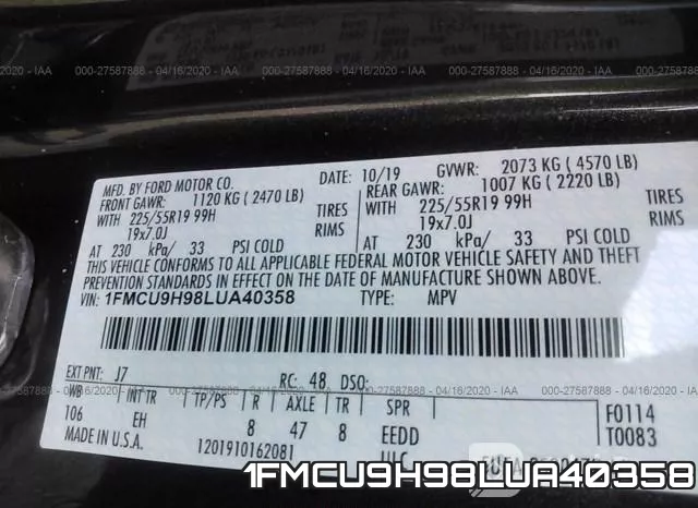 1FMCU9H98LUA40358 фото 10