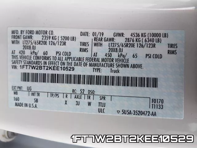 1FT7W2BT2KEE10529 фото 2