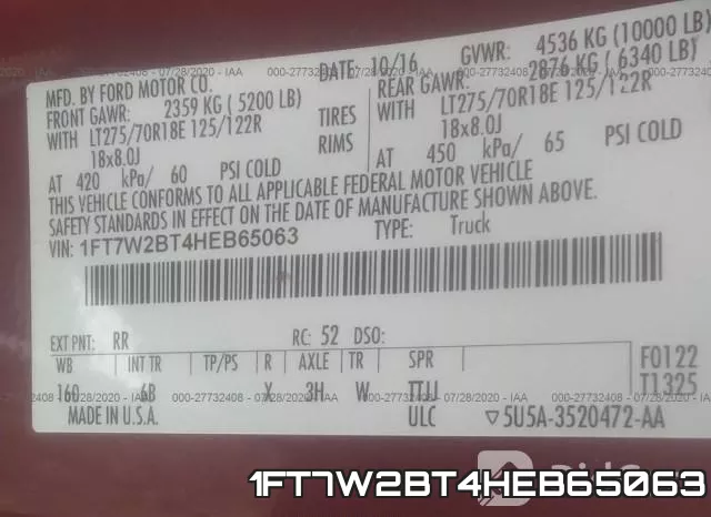 1FT7W2BT4HEB65063 фото 10