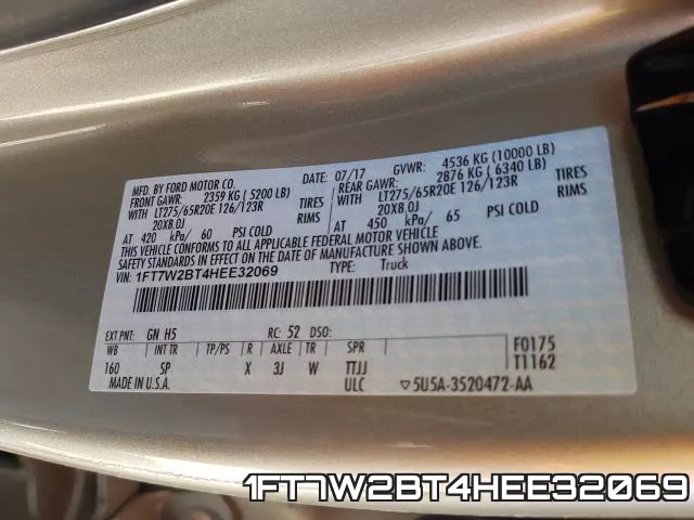 1FT7W2BT4HEE32069 фото 2