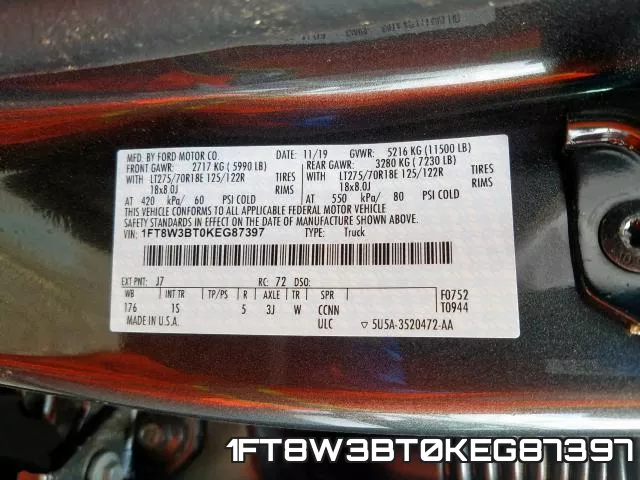 1FT8W3BT0KEG87397 фото 2