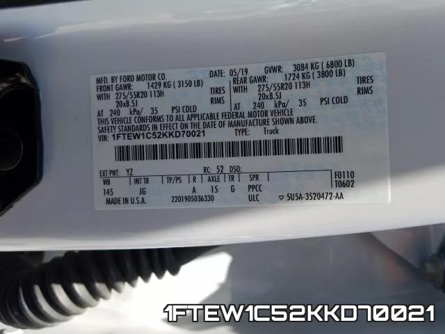 1FTEW1C52KKD70021 фото 2