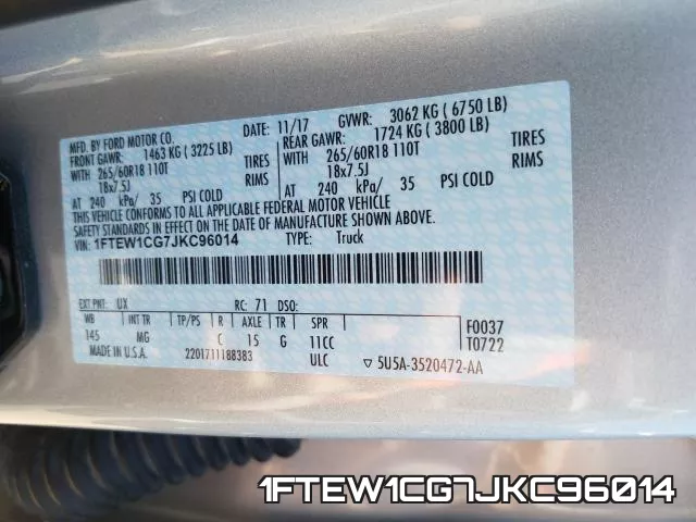 1FTEW1CG7JKC96014 фото 2
