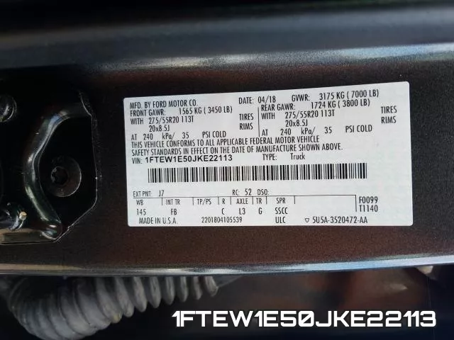 1FTEW1E50JKE22113 фото 2