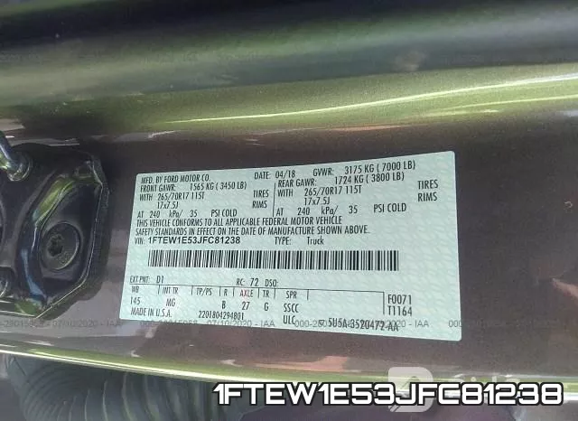 1FTEW1E53JFC81238 фото 10