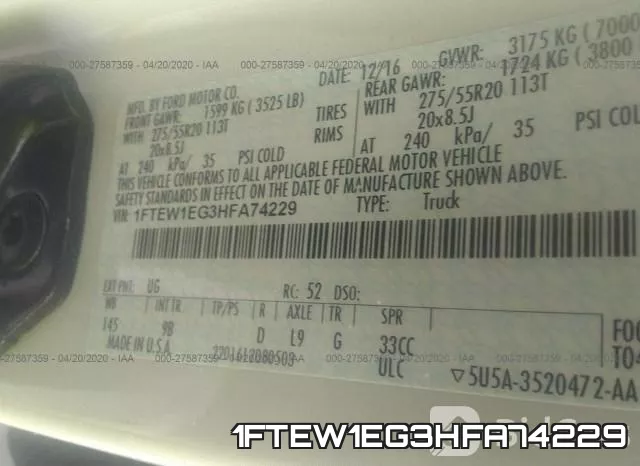 1FTEW1EG3HFA74229 фото 10