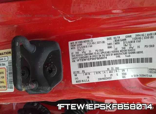 1FTEW1EP5KFB58074 фото 10