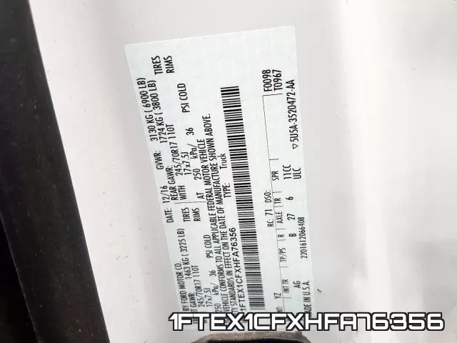 1FTEX1CFXHFA76356 фото 2