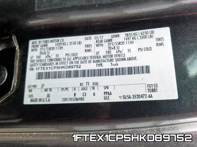 1FTEX1CP5HKD89752 фото 2